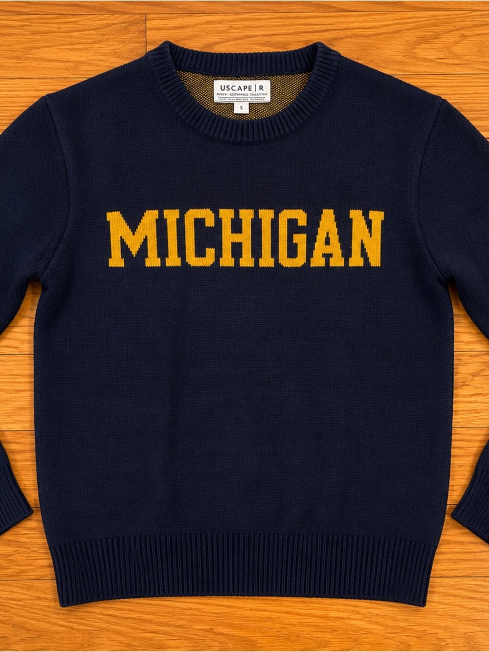 Michigan Wolverines Uscape Renew Knit Sweater Navy Maize Unisex Small